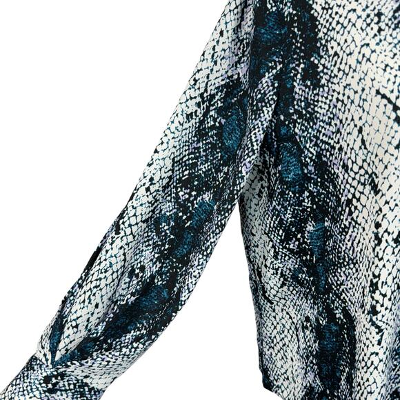 Worthington Petite Large Top Snake Print Long Sleeves Lightweight Keyhole Multi - Picture 3 of 11